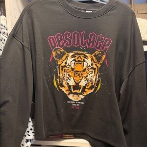 Divided Tiger Graphic Sweatshirt - Dark Gray